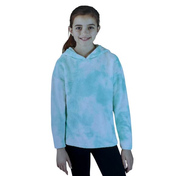 New BCBG Girls 2 Piece Set Aqua Tie Dye Plush Hoodie & Leggings Size M 10/12 - Picture 1 of 10